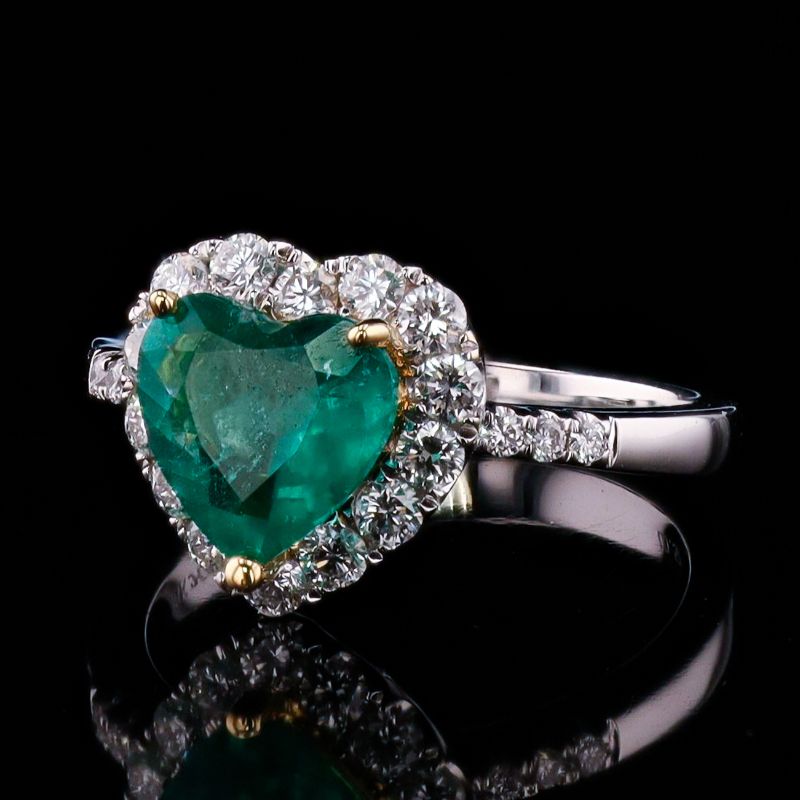 Photo 1 of ORIANNE 1.40ct EMERALD AND 0.57ctw DIAMOND 18K WHITE AND YELLOW GOLD RING TOTAL WEIGHT 5.1 g SIZE 6 1/2 WITH APPRISAL RN038820