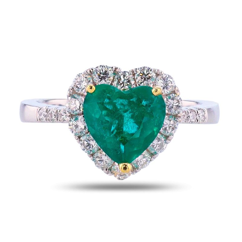 Photo 1 of ORIANNE 1.40ct EMERALD AND 0.57ctw DIAMOND 18K WHITE AND YELLOW GOLD RING TOTAL WEIGHT 5.1 g SIZE 6 1/2 WITH APPRISAL RN038820