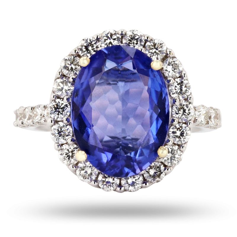 Photo 1 of ORIANNE 4.77ct TANZANITE AND 1.71ctw DIAMOND 18K WHITE GOLD RING, TOTAL WEIGHT OF RING 6.06 g SIZE 6 3/4 WITH APPRAISAL RN017310