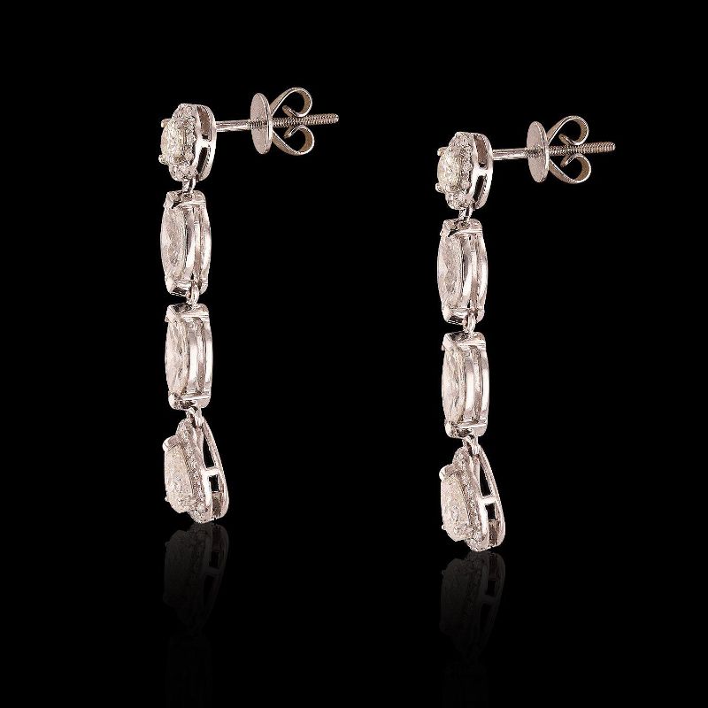 Photo 1 of ORIANNE 4.01ctw DIAMOND 18K WHITE GOLD DANGLE EARRINGS TOTAL WEIGHT 6.0 g WITH APPRAISAL ER004861