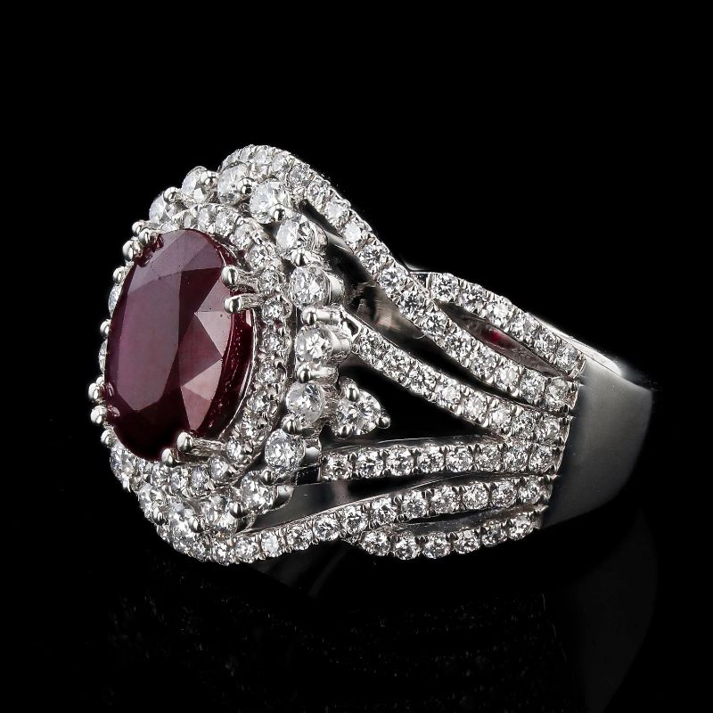 Photo 1 of ORIANNE3.66ct BURMESE RUBY AND 1.40ctw DIAMOND PLATINUM RING (GIA CERTIFIED) TOTAL WEIGHT 11.50 g SIZE 7 1/4 WITH APPRAISAL RN031876