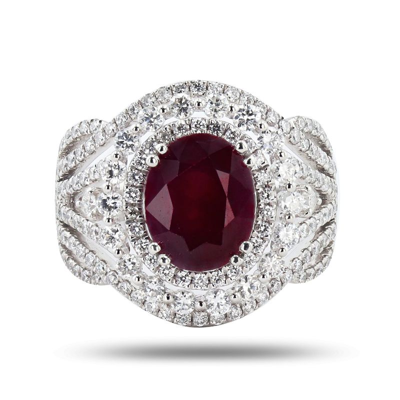Photo 1 of ORIANNE3.66ct BURMESE RUBY AND 1.40ctw DIAMOND PLATINUM RING (GIA CERTIFIED) TOTAL WEIGHT 11.50 g SIZE 7 1/4 WITH APPRAISAL RN031876