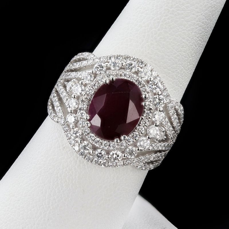 Photo 1 of ORIANNE3.66ct BURMESE RUBY AND 1.40ctw DIAMOND PLATINUM RING (GIA CERTIFIED) TOTAL WEIGHT 11.50 g SIZE 7 1/4 WITH APPRAISAL RN031876