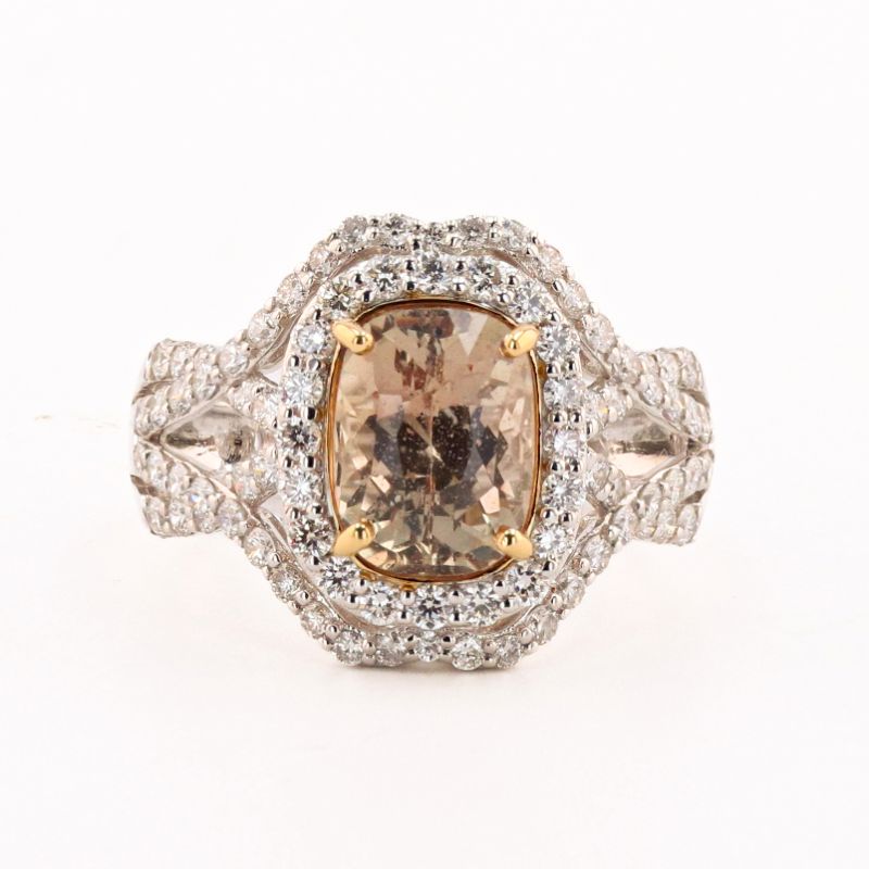 Photo 1 of ORIANNE 3.15ct UNHEATED PURPLEISH PINK SAPPHIRE AND 1.02ctw DIAMOND 18K WHITE AND YELLOW GOLD RING (GIA CERTIFIED) TOTAL WEIGHT 5.5 g SIZE 6 3/4 WITH APPRAISAL RN033756