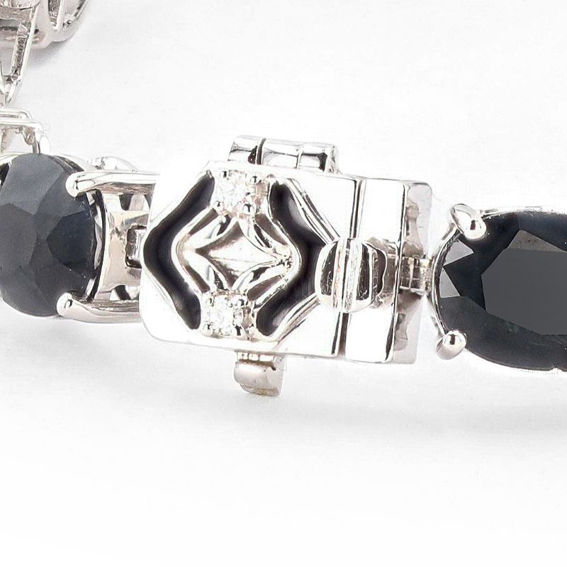 Photo 1 of ORIANNE 29.31ctw BLUE SAPPHIRE AND 0.25ctw DIAMOND 18K WHITE GOLD BRACELET WITH BLACK ENAMEL TOTAL WEIGHT 22.5 g LENGTH 7" WITH APPRAISAL BR007764