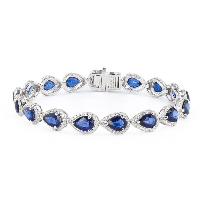 Photo 1 of ORIANNE 11.58ctw BLUE SAPPHIRE AND 1.64ctw DIAMOND PLATINUM BRACELET TOTAL WEIGHT 19.6 g LENGTH 7" WITH APPRAISAL BR008342