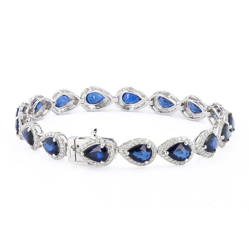 Photo 1 of ORIANNE 11.58ctw BLUE SAPPHIRE AND 1.64ctw DIAMOND PLATINUM BRACELET TOTAL WEIGHT 19.6 g LENGTH 7" WITH APPRAISAL BR008342