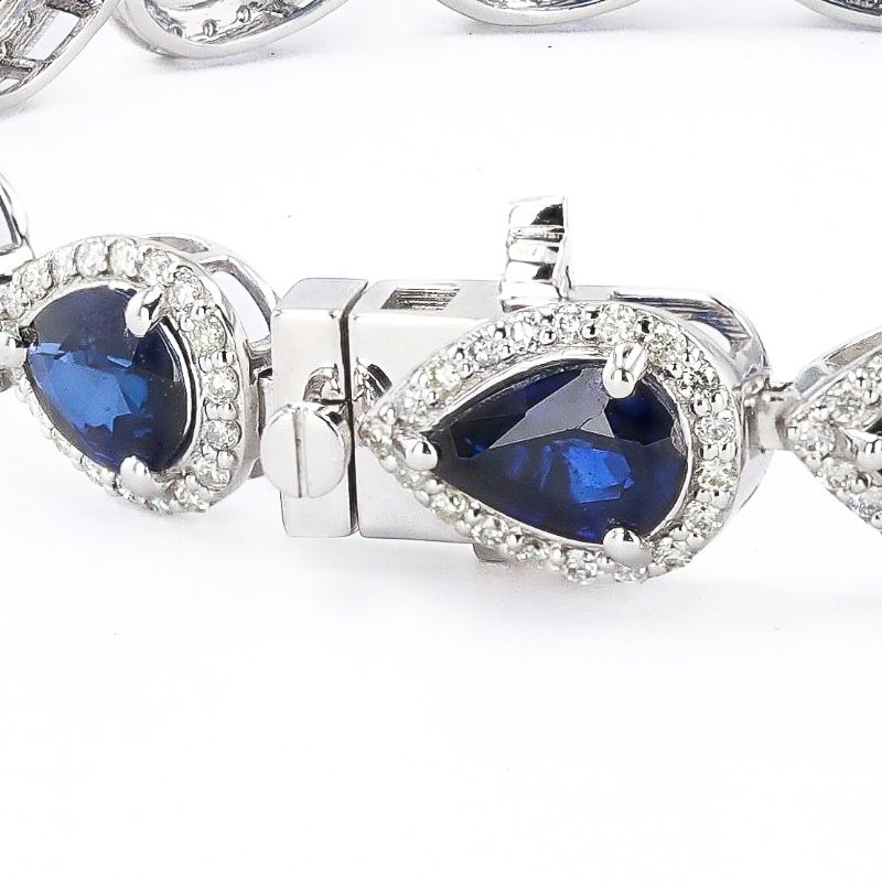 Photo 1 of ORIANNE 11.58ctw BLUE SAPPHIRE AND 1.64ctw DIAMOND PLATINUM BRACELET TOTAL WEIGHT 19.6 g LENGTH 7" WITH APPRAISAL BR008342