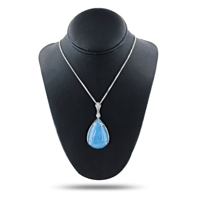 Photo 1 of ORIANNE 73.00ct AQUAMARINE AND 0.17ctw DIAMOND PLATINUM PENDANT WITH CHAIN TOTAL WEIGHT 33.6 g LENGTH 18" WITH APPRAISAL NK016181