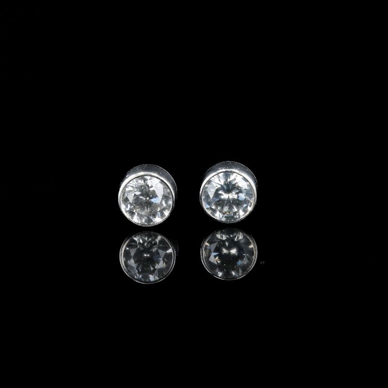 Photo 1 of ORIANNE 1.81ctw G COLOR SI2 CLARITY DIAMOND 14K WHITE GOLD STUD EARRINGS TOTAL WEIGHT 2.0 g WITH APPRAISAL ER007819