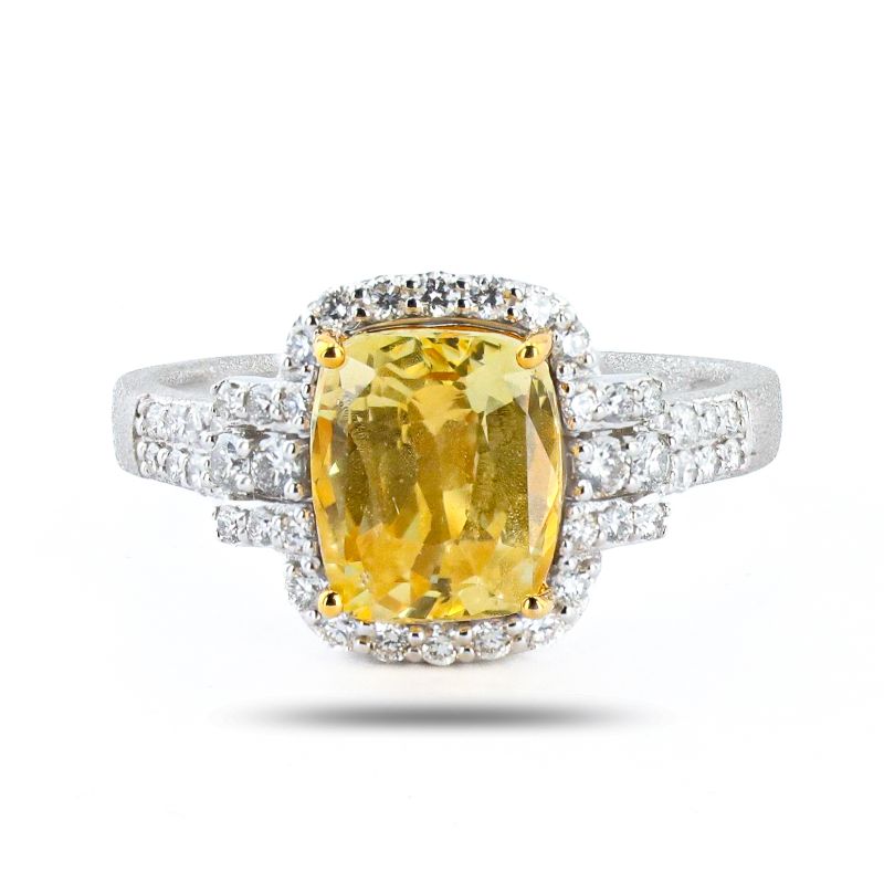 Photo 1 of ORIANNE 3.09ct UNHEATED YELLOW SAPPHIRE AND 0.43ctw Diamond 18K WHITE AND YELLOW GOLD RING (GIA CERTIFIED) TOTAL WEIGHT 4.7 g SIZE 7 WITH APPRAISAL RN037520