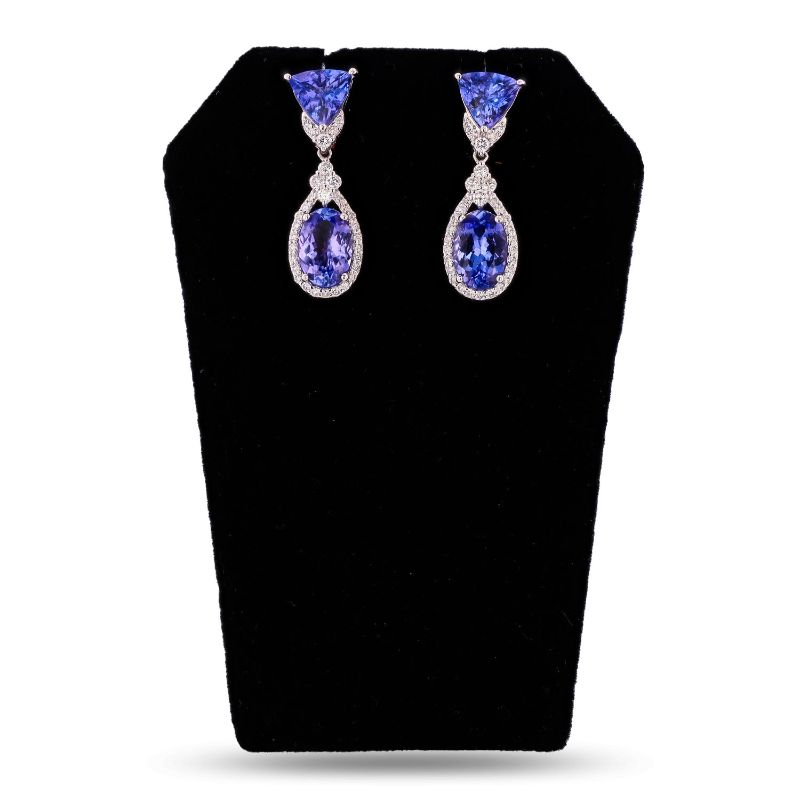 Photo 1 of ORIANNE 7.65ctw TANZANITE AND  0.83ctw DIAMOND PLATINUM DANGLE EARRINGS TOTAL WEIGHT 7.1 g WITH APPRAISAL ER007896