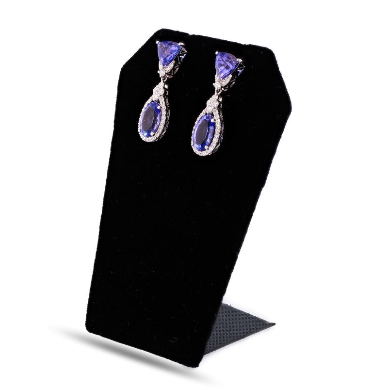 Photo 1 of ORIANNE 7.65ctw TANZANITE AND  0.83ctw DIAMOND PLATINUM DANGLE EARRINGS TOTAL WEIGHT 7.1 g WITH APPRAISAL ER007896