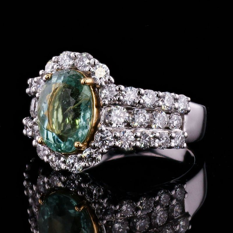Photo 1 of ORIANNE 2.68ct PARABIA TOURMALINE AND  1.77ctw DIAMOND PLATINUM AND 18K YELLOW GOLD RING (GIA CERTIFIED) TOTAL WEIGHT 10.8 g SIZE 7