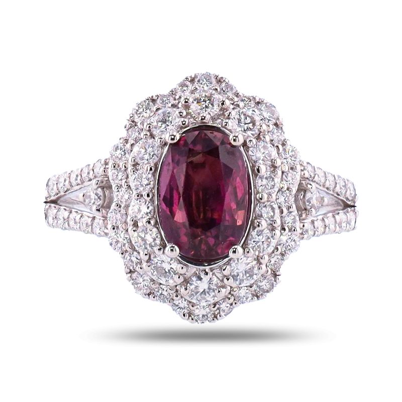 Photo 1 of ORIANNE 1.87ct PURPLE PINK SAPPHIRE AND  0.84ctw DIAMOND PLATINUM RING TOTAL WEIGHT  7.8 g  (GIA CERTIFIED) SIZE 6 3/4 WITH APPRAISAL RN034901