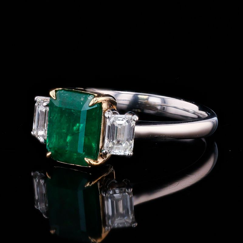 Photo 1 of ORIANNE 2.24ct EMERALD AND 0.80ctw DIAMOND 14K WHITE AND YELLOW GOLD RING SIZE 7 WITH APPRAISAL RN038842