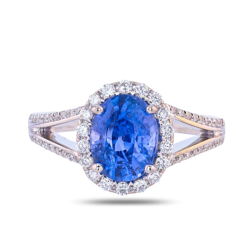 Photo 1 of ORIANNE 2.77ct UNHEATED BLUE SAPPHIRE AND 0.34ctw DIAMOND 18K WHITE GOLD RING (GIA CERTIFIED) TOTAL WEIGHT 5.5 g SIZE 6 3/4 WITH APPRAISAL RN038848