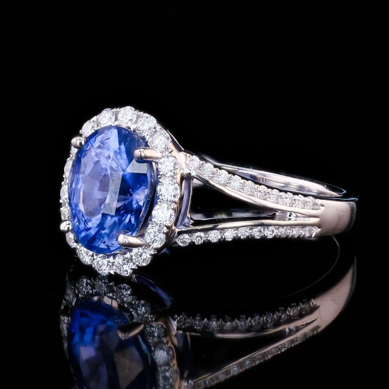 Photo 1 of ORIANNE 2.77ct UNHEATED BLUE SAPPHIRE AND 0.34ctw DIAMOND 18K WHITE GOLD RING (GIA CERTIFIED) TOTAL WEIGHT 5.5 g SIZE 6 3/4 WITH APPRAISAL RN038848