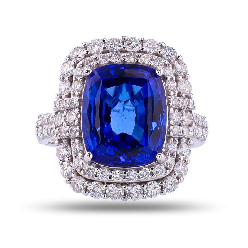 Photo 1 of ORIANNE 6.27ct TANZANITE AND  1.41ctw DIAMOND PLATINUM RING TOTAL WEIGHT 7.9 g SIZE 7 WITH APPRAISAL RN038741