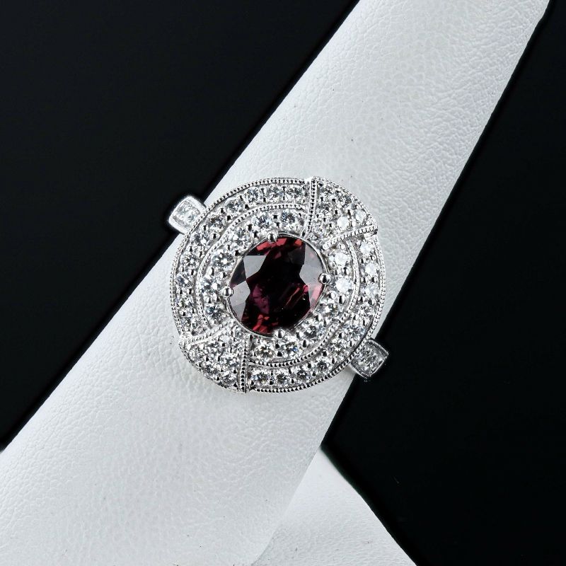 Photo 1 of ORIANNE 1.52ct UNHEATED PINK SAPPHIRE AND 0.80ctw DIAMOND PLATINUM RING (GIA CERTIFIED) TOTAL WEIGHT 9.2 g SIZE 7 WITH APPRAISAL RN037490