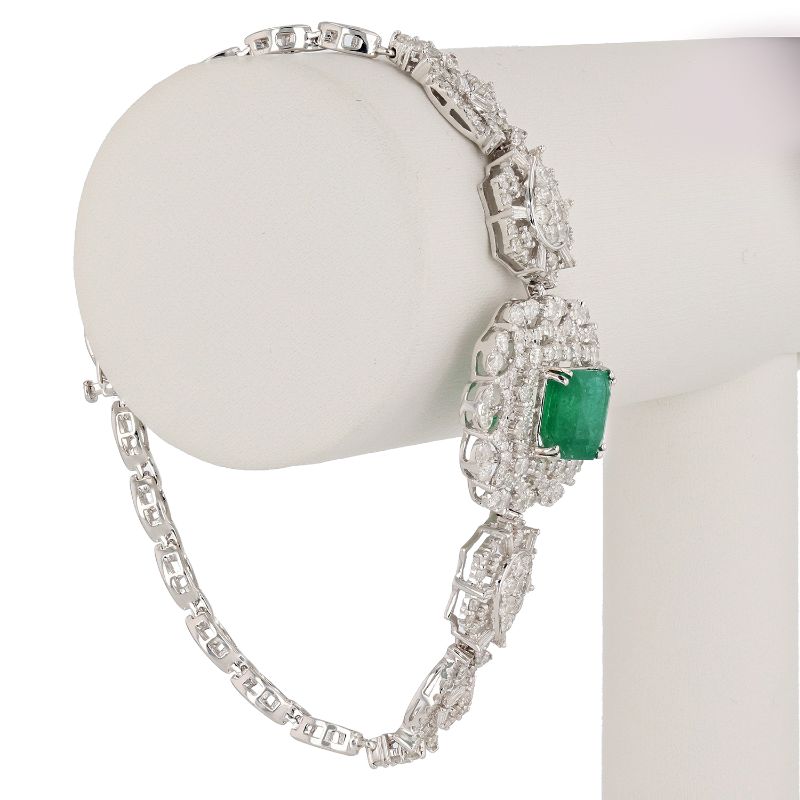 Photo 1 of ORIANNE 3.75ct EMERALD AND 4.42ctw DIAMOND18K WHITE GOLD BRACELET TOTAL WEIGHT 9.66 g, LENGTH 7" WITH APPRAISAL BR005495