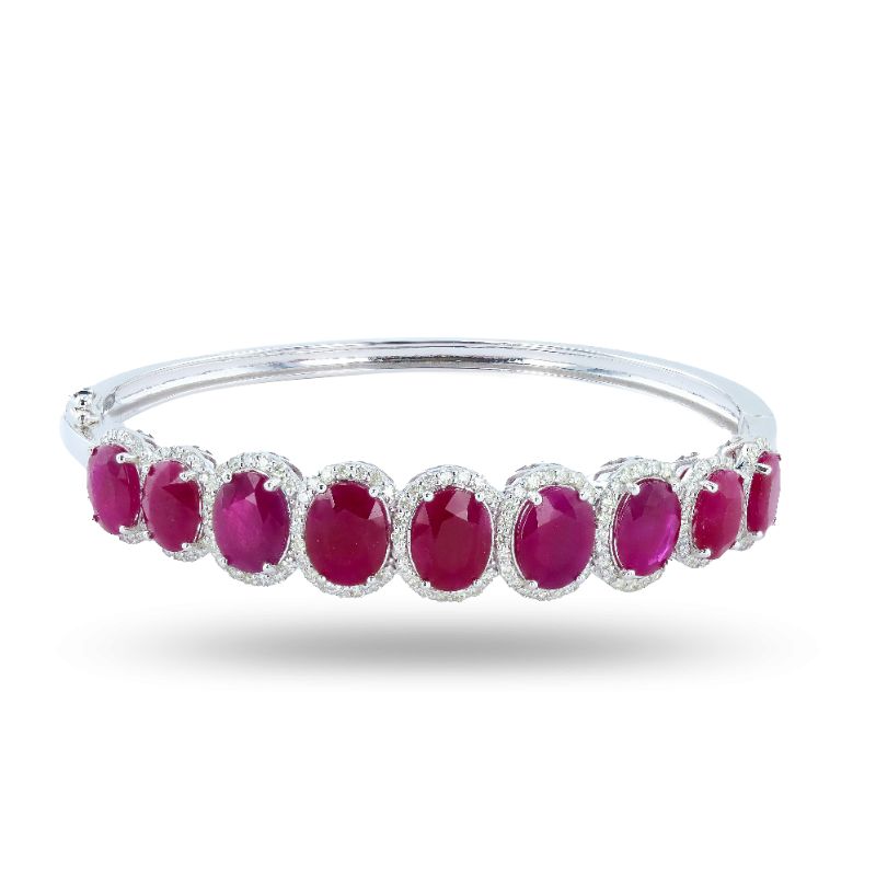 Photo 1 of ORIANNE 18.44ctw BURMESE RUBY AND 1.34ctw DIAMOND PLATINUM BANGLE (GIA CERTIFIED) TOTAL WEIGHT 30.92 g, SIZE 7" WITH APPRAISAL BG001431