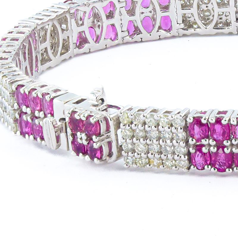 Photo 1 of ORIANNE 11.92ctw RUBY AND 2.72ctw DIAMOND PLATINUM BRACELET TOTAL WEIGHT 33.2 g  LENGTH 7" WITH APPRAISAL BR008264