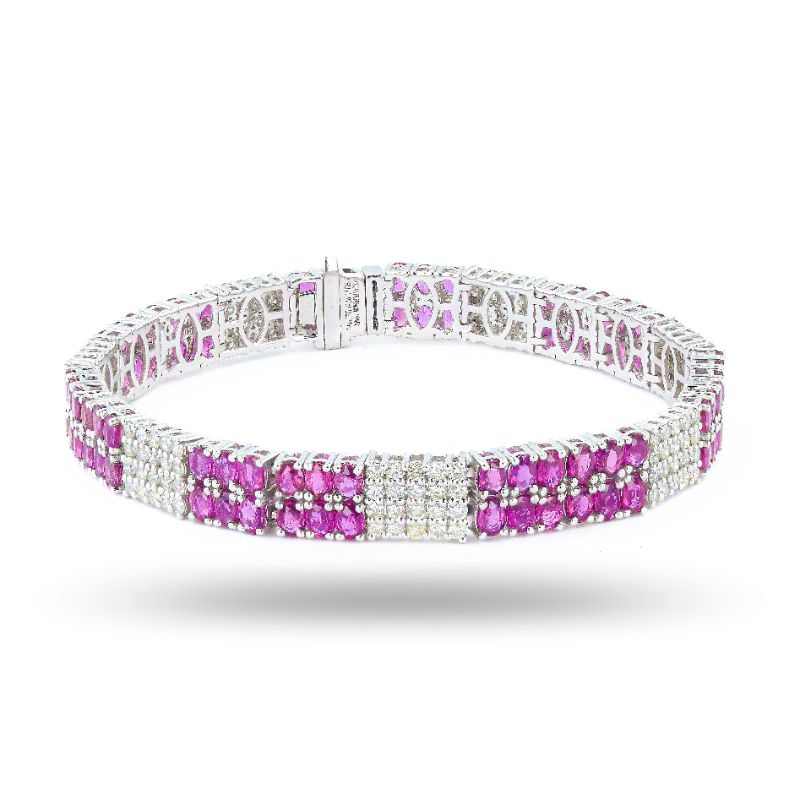 Photo 1 of ORIANNE 11.92ctw RUBY AND 2.72ctw DIAMOND PLATINUM BRACELET TOTAL WEIGHT 33.2 g  LENGTH 7" WITH APPRAISAL BR008264