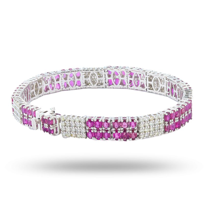 Photo 1 of ORIANNE 11.92ctw RUBY AND 2.72ctw DIAMOND PLATINUM BRACELET TOTAL WEIGHT 33.2 g  LENGTH 7" WITH APPRAISAL BR008264