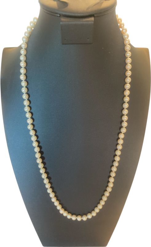 Photo 1 of VINTAGE RALPH LAUREN FAUX PEARL NECKLACE WITH SILVER COLOR CLASP 29”