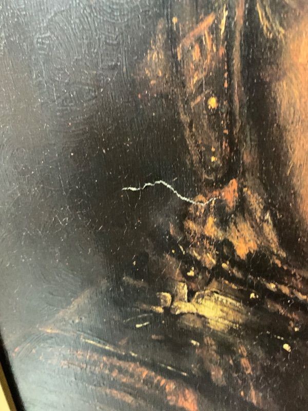 Photo 1 of FRAME IS NOT DAMAGED HOWEVER THE PICTURE HAS MINOR DAMAGE------------------------------------------------WOOD FRAMED OIL ON CANVAS “MAN WITH THE GOLDEN HELMET” by REMBRANDT ARTWORK 22 1/4” x 27 1/4”