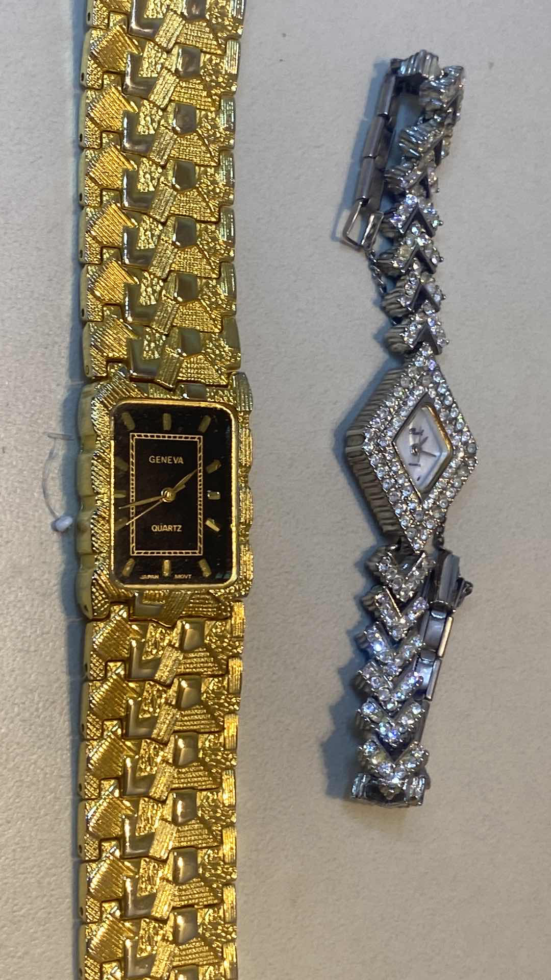 Photo 1 of VINTAGE LONGINES WATCH, GENEVA GOLD NUGGET STYLE WATCH & FASHION WATCH WITH FAUX STONES