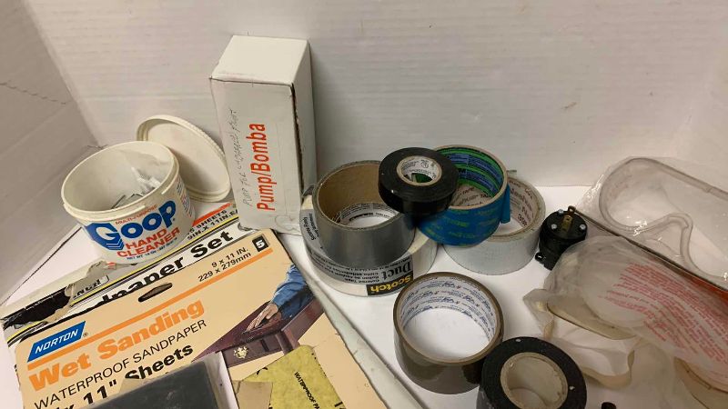 Photo 1 of SANDPAPER, TAPE, GOGGLES AND HARDWARE