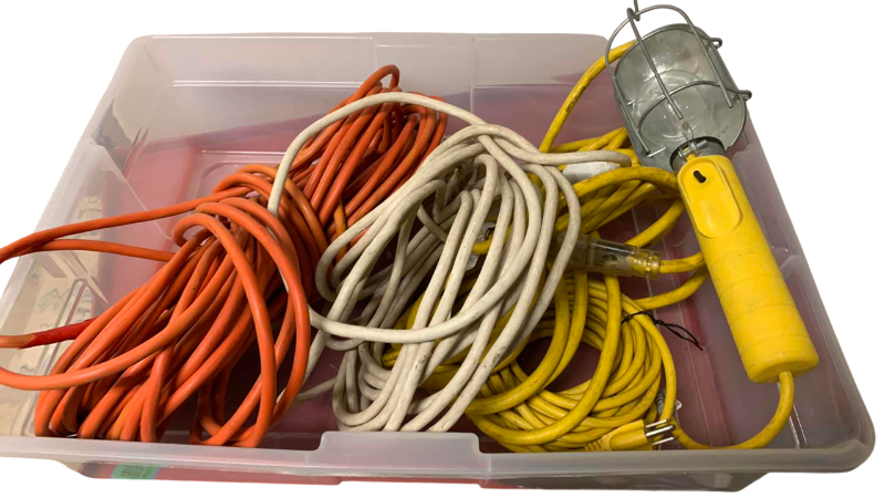 Photo 1 of EXTENSION CORDS AND A SHOP LIGHT