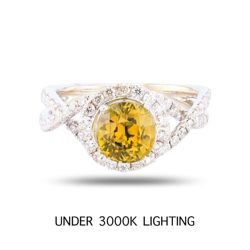 Photo 1 of ORIANNE 1.98ct Alexandrite and 0.64ctw Diamond 18K White Gold Ring Size 5 1/2 (GIA CERTIFIED) with Appraisal RN040317