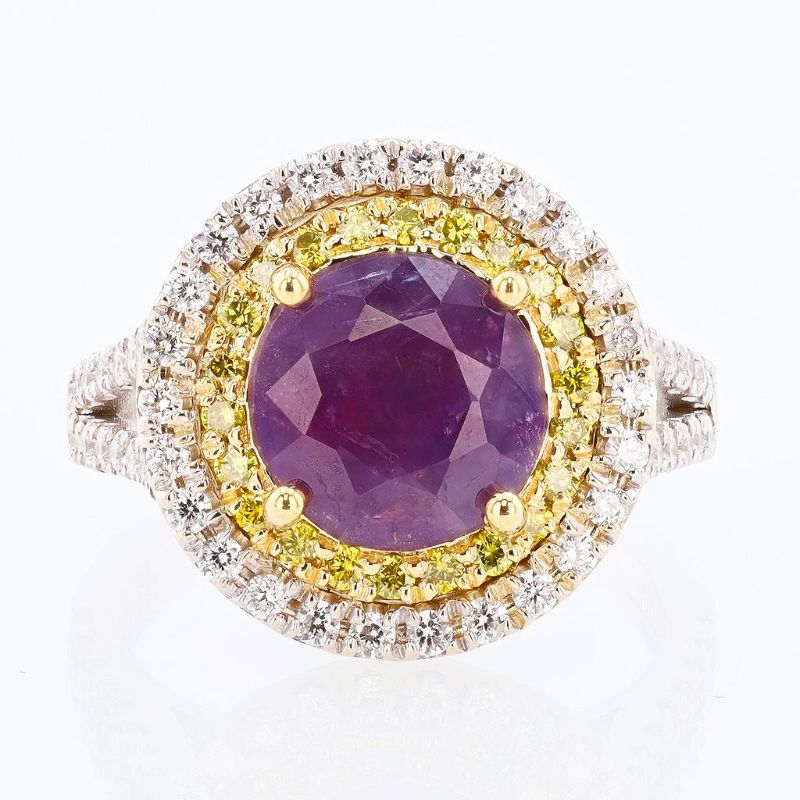 Photo 1 of ORIANNE 3.40ct UNHEATED Purplish Pink KASHMIR Sapphire and 0.97ctw Diamond 18K White and Yellow Gold Ring (GIA CERTIFIED) size 7 with Appraisal RN039961