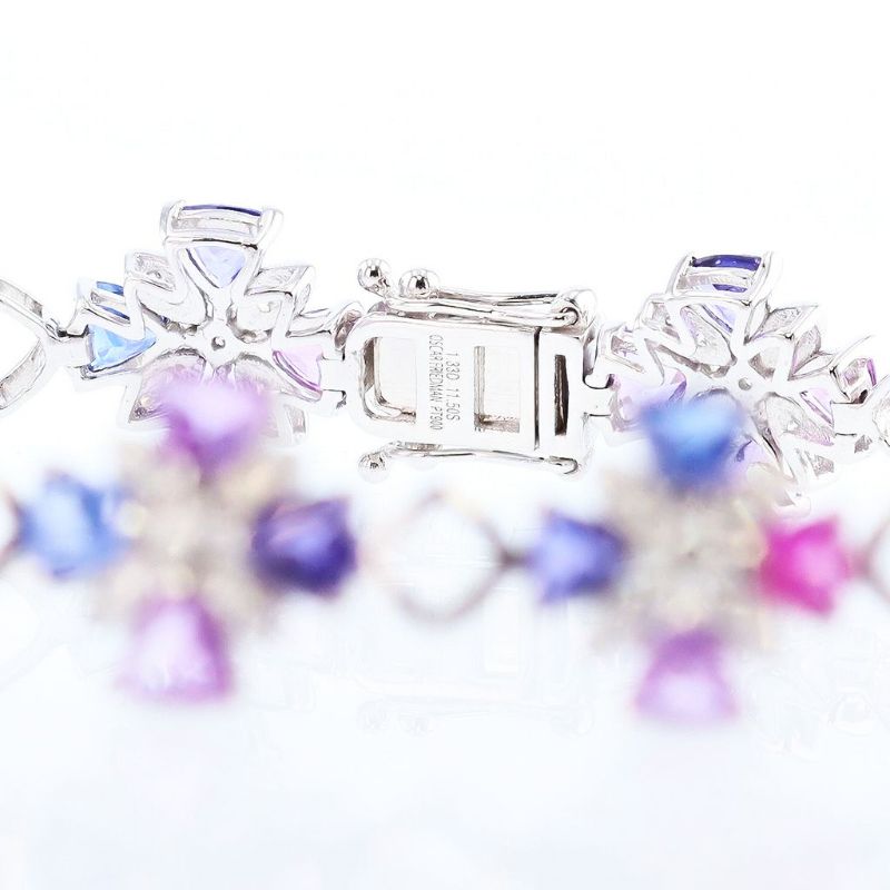 Photo 1 of ORIANNE 11.50ctw MultiColor Sapphire and 1.33ctw Diamond Platinum Bracelet (GIA CERTIFIED) Size 7" with Appraisal BR008814