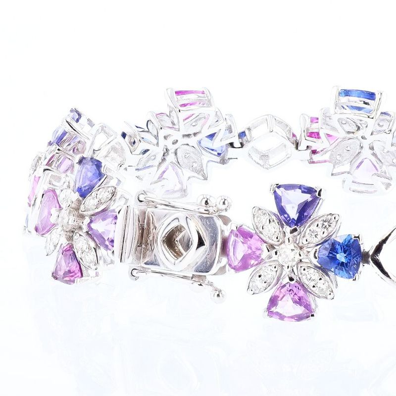 Photo 1 of ORIANNE 11.50ctw MultiColor Sapphire and 1.33ctw Diamond Platinum Bracelet (GIA CERTIFIED) Size 7" with Appraisal BR008814
