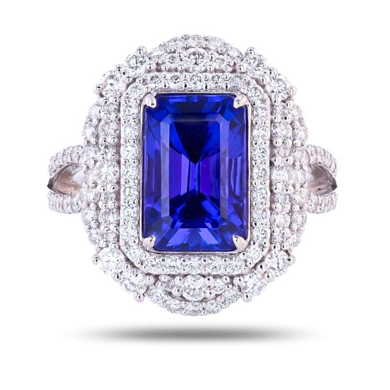 Photo 1 of ORIANNE 5.03ct Tanzanite and 1.21ctw Diamond Platinum Ring (GIA CERTIFIED) Size 7 1/2 with Appraisal RN038838