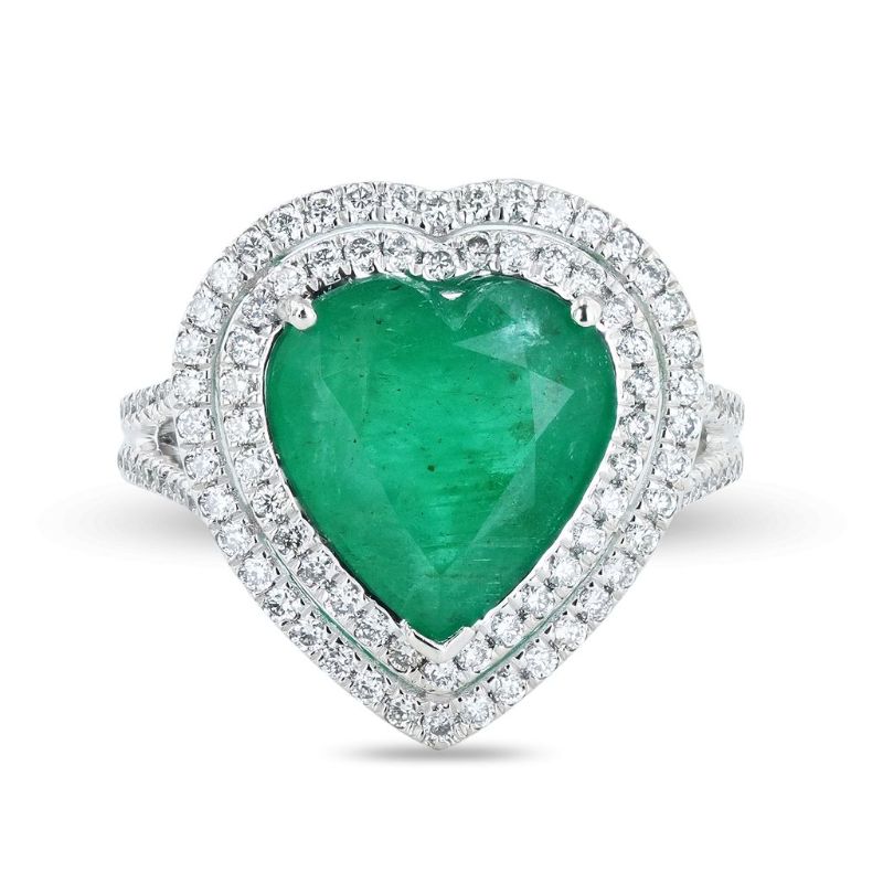 Photo 1 of ORIANNE 4.19ct Heart Shaped Emerald and 0.76ctw Diamond Platinum Ring (GIA CERTIFIED) Size 7 with Appraisal RN035331
