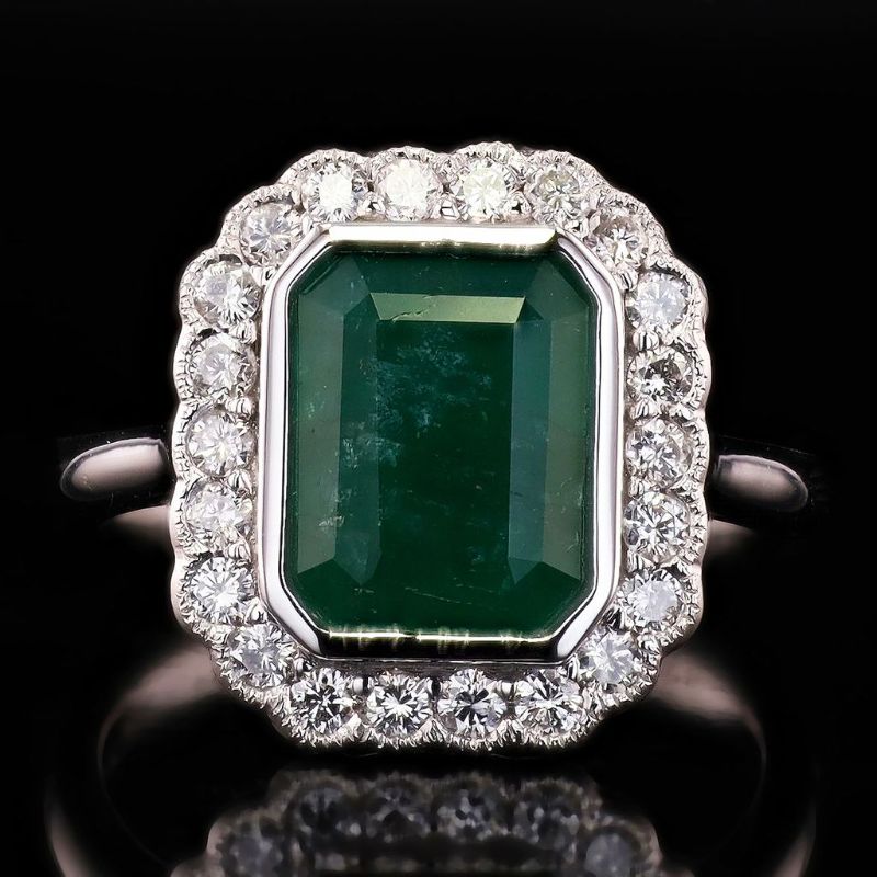 Photo 1 of ORIANNE 3.30ct Emerald and 0.47ctw Diamond Platinum Ring size 7 with Appraisal RN040251