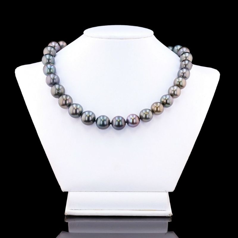 Photo 1 of ORIANNE 11MM to 13MM Tahitian Cultured Pearl Necklace with 14K White Gold Clasp (GIA CERTIFIED) size 18 1/2" with Appraisal NK017030
