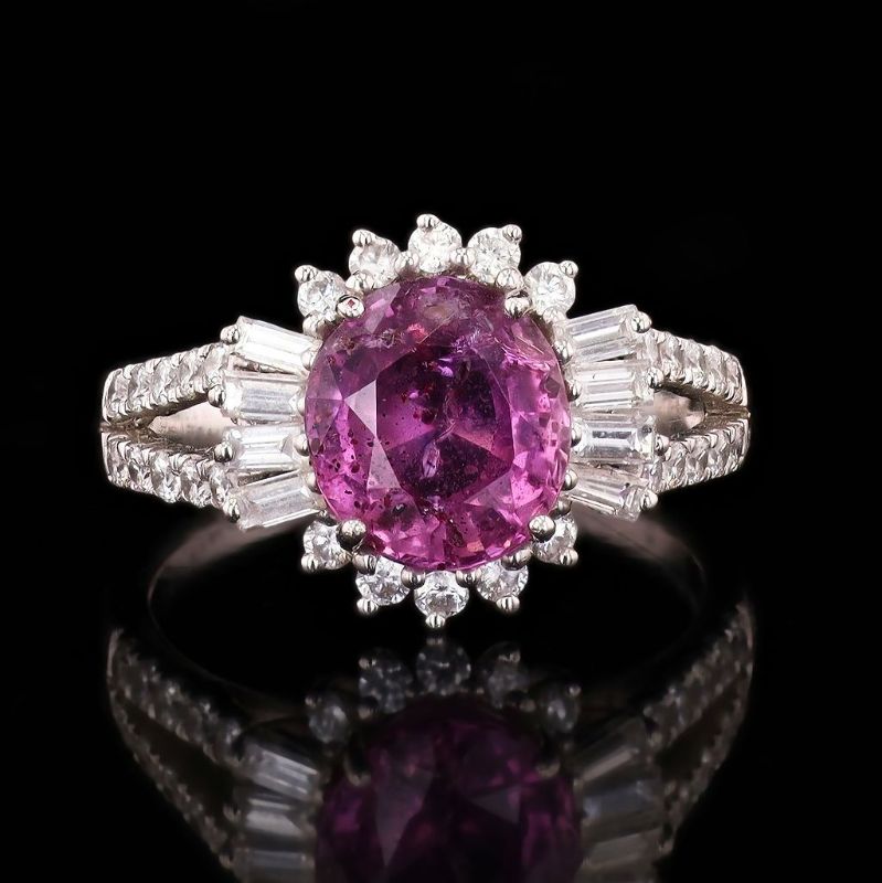 Photo 1 of ORIANNE 2.87ct Purple-Pink Sapphire and 0.84ctw Diamond Platinum Ring (GIA CERTIFIED) Size 7 with Appraisal RN031960