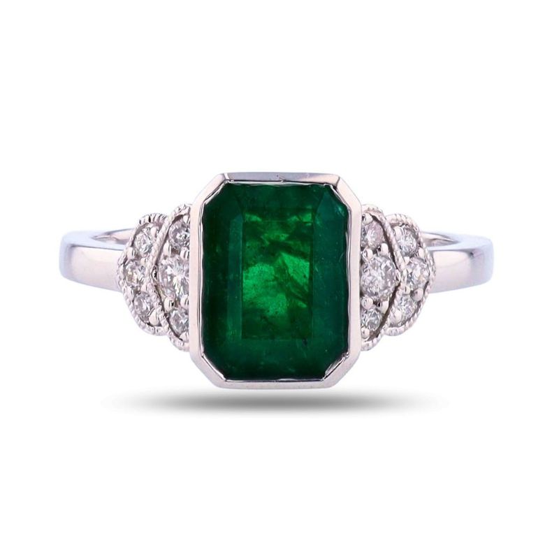 Photo 1 of ORIANNE 2.35ct Emerald and 0.20ctw Diamond Platinum Ring Size 7 with Appraisal RN038285