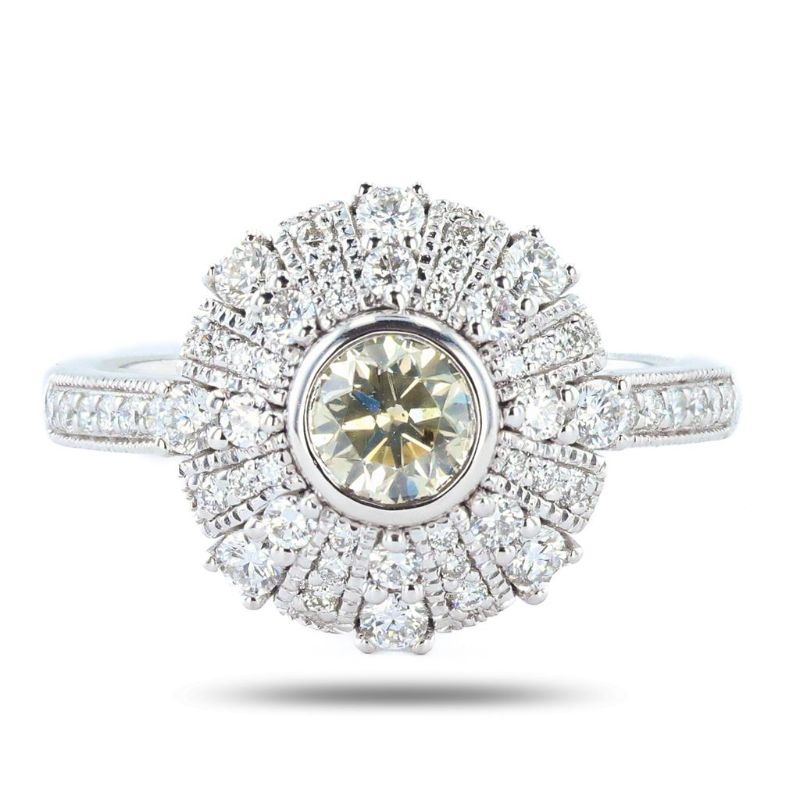 Photo 1 of ORIANNE 0.60ct K COLOR SI2 CLARITY CENTER Diamond Platinum Ring (1.13ctw Diamonds) Size 6 3/4 with Appraisal RN036958