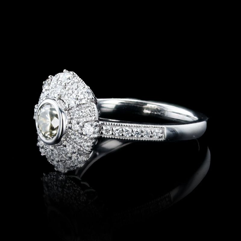 Photo 1 of ORIANNE 0.60ct K COLOR SI2 CLARITY CENTER Diamond Platinum Ring (1.13ctw Diamonds) Size 6 3/4 with Appraisal RN036958