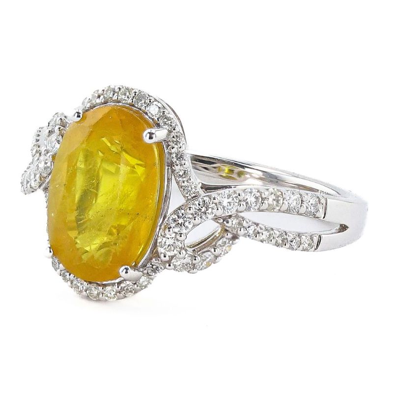 Photo 1 of ORIANNE 3.09ct Yellow Sapphire and 0.38ctw Diamond 14K White Gold Ring size 6 3/4 with Appraisal RN036057