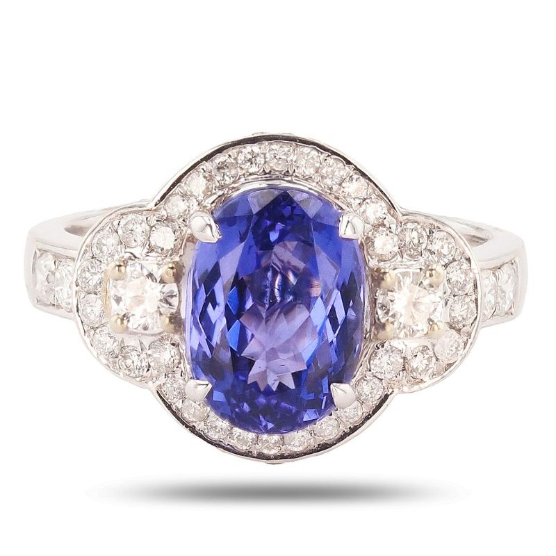 Photo 1 of ORIANNE 2.88ct Tanzanite and 0.74ctw Diamond 14K White Gold Ring Size 7 with Appraisal RN025062