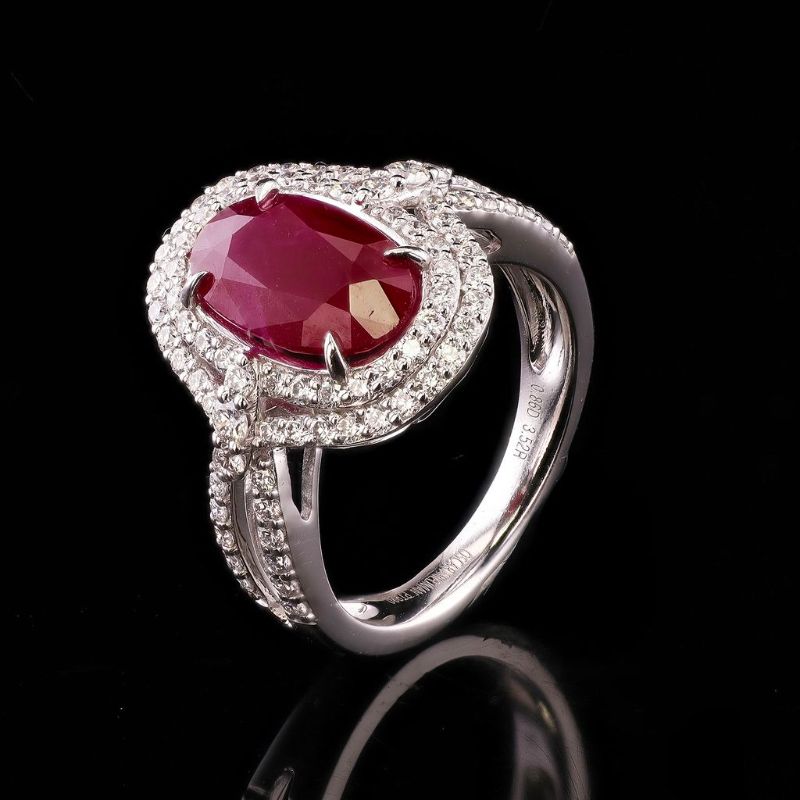 Photo 1 of ORIANNE 3.52ct BURMESE Ruby and 0.86ctw Diamond Platinum Ring (GIA CERTIFIED) Size 6 1/2 with Appraisal RN039560