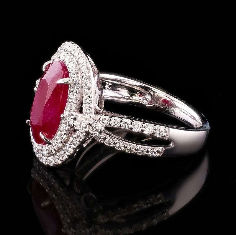 Photo 1 of ORIANNE 3.52ct BURMESE Ruby and 0.86ctw Diamond Platinum Ring (GIA CERTIFIED) Size 6 1/2 with Appraisal RN039560
